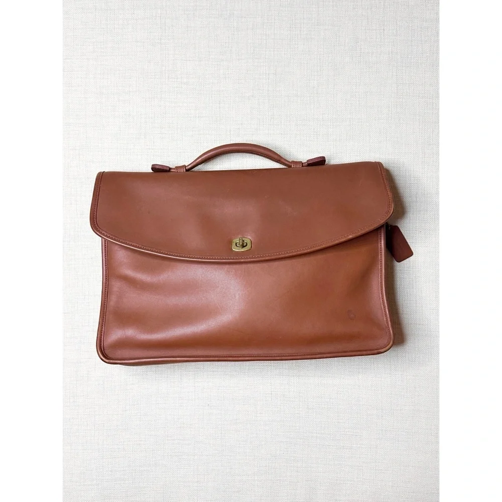 Coach Re(Loved) Vintage Lexington Leather Briefcase Messenger Bag British Tan